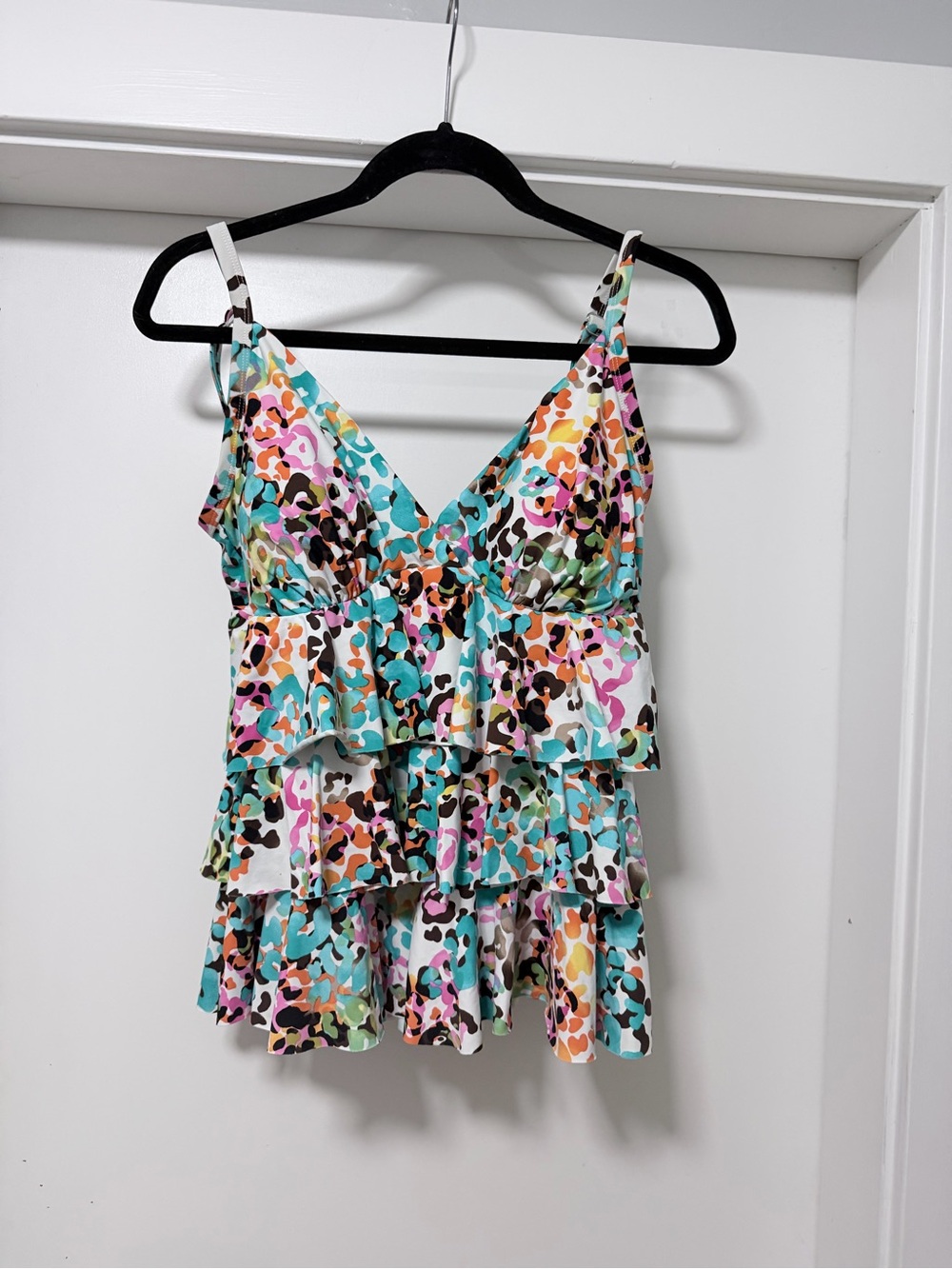 Tiered Ruffle Cami Top in Multicolor Floral Print